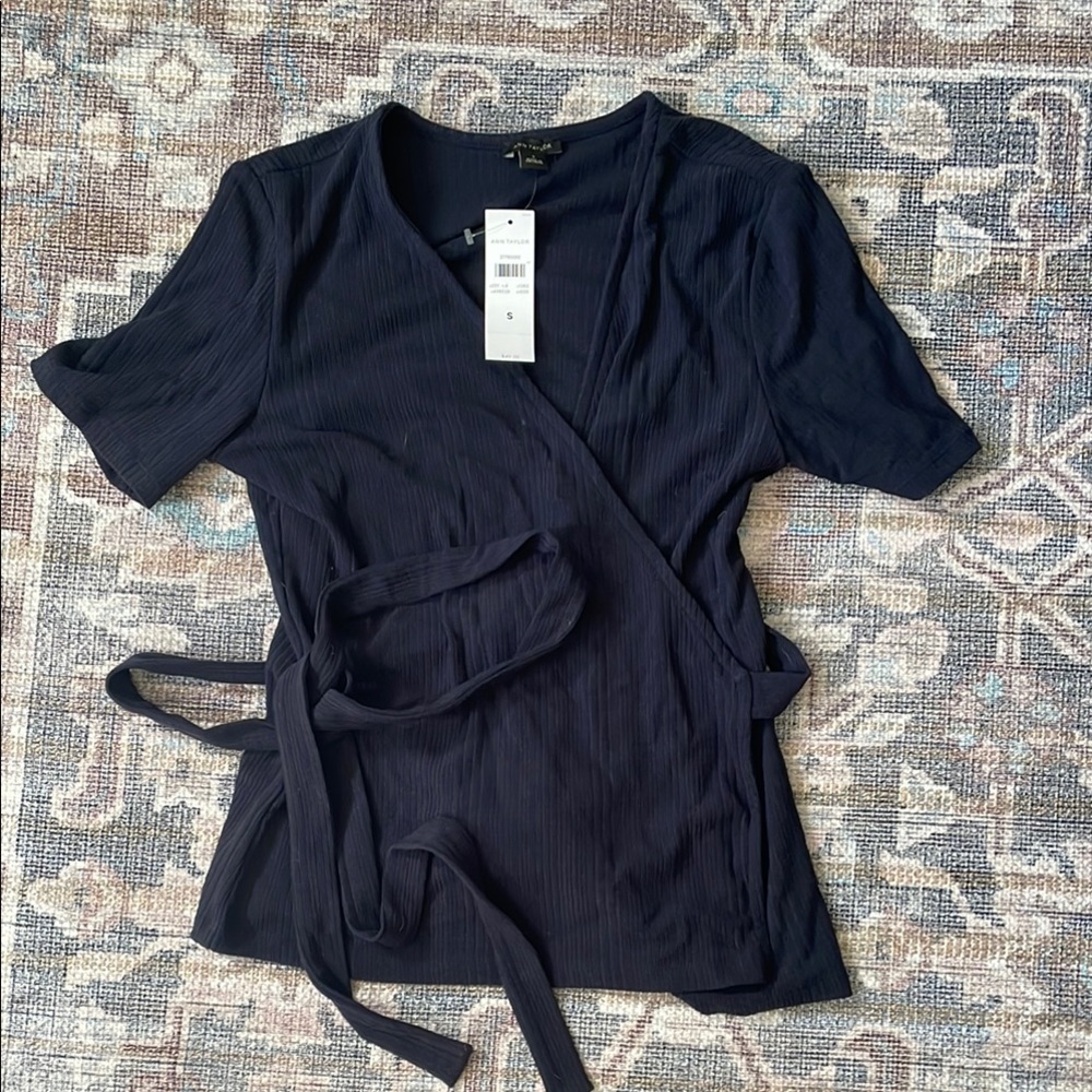 Navy Wrap Top